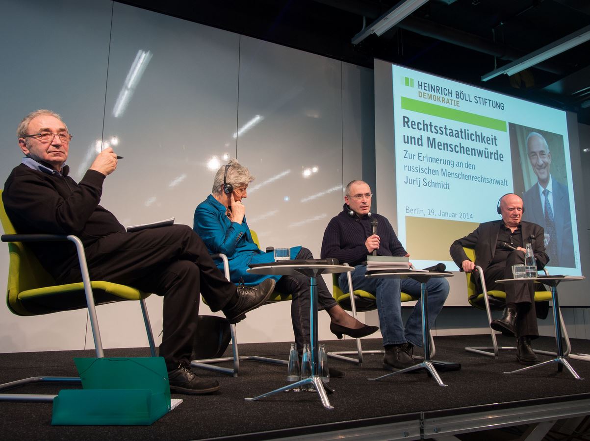 Mikhail Khodorkovsky at the "Rule of Law and Human Dignity: A Conversation in memory of the Russian human rights lawyer Yuri Schmidt" event. Photo credit: Heinrich-Böll-Stiftung