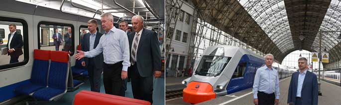 Moscow mayor Sergei Sobyanin with Oleg Belozerov, president of Russian Railways.